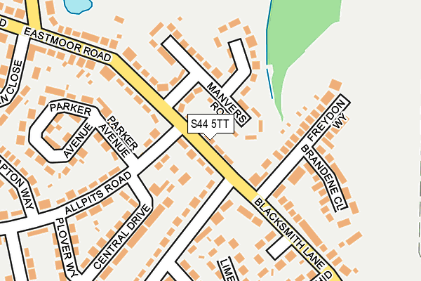 S44 5TT map - OS OpenMap – Local (Ordnance Survey)