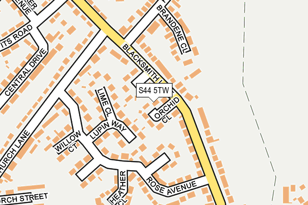 S44 5TW map - OS OpenMap – Local (Ordnance Survey)