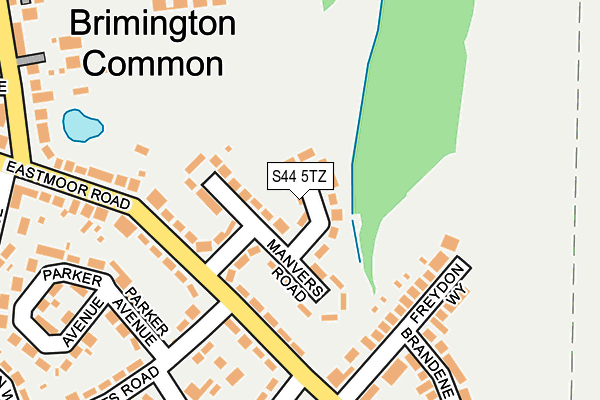 S44 5TZ map - OS OpenMap – Local (Ordnance Survey)