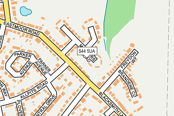 S44 5UA map - OS OpenMap – Local (Ordnance Survey)