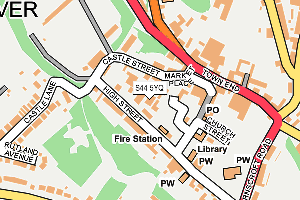 S44 5YQ map - OS OpenMap – Local (Ordnance Survey)