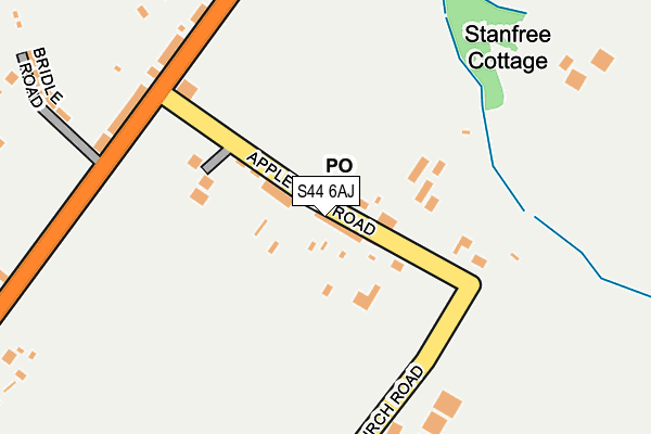 S44 6AJ map - OS OpenMap – Local (Ordnance Survey)