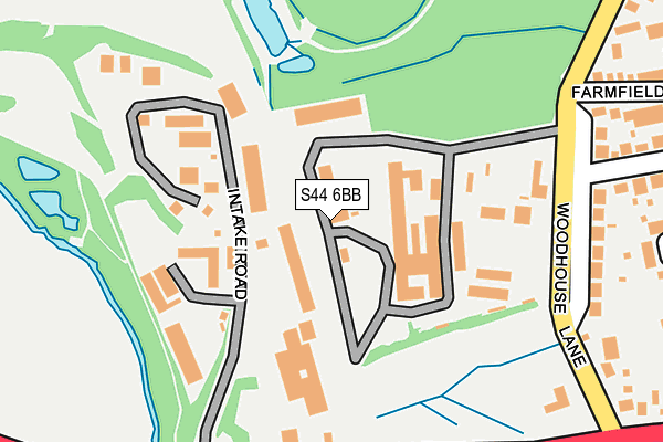 S44 6BB map - OS OpenMap – Local (Ordnance Survey)