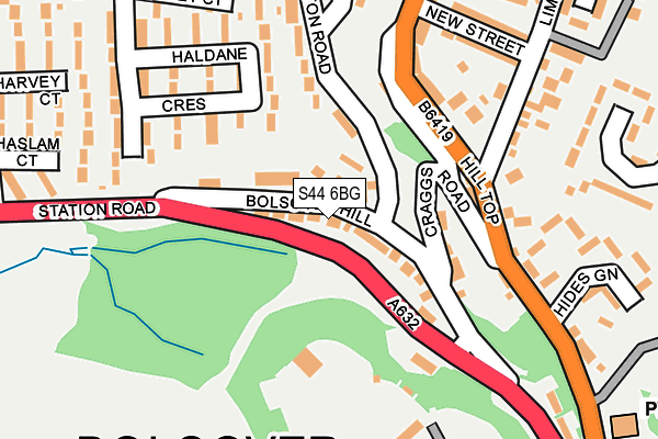 S44 6BG map - OS OpenMap – Local (Ordnance Survey)