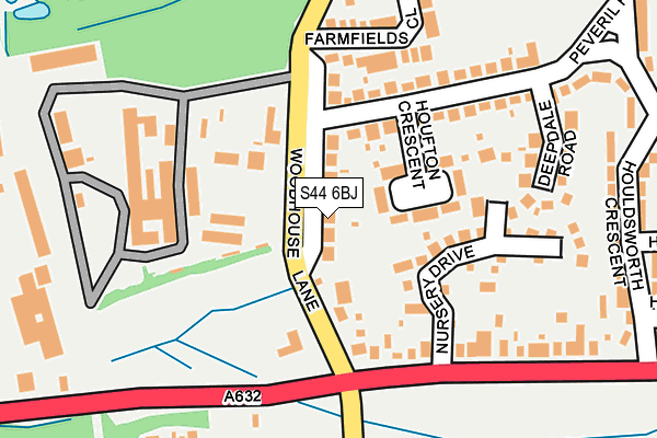S44 6BJ map - OS OpenMap – Local (Ordnance Survey)