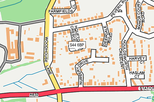 S44 6BP map - OS OpenMap – Local (Ordnance Survey)