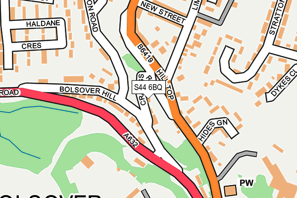 S44 6BQ map - OS OpenMap – Local (Ordnance Survey)