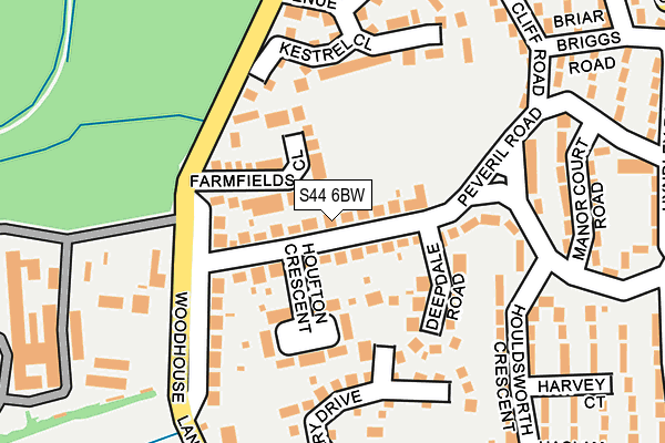 S44 6BW map - OS OpenMap – Local (Ordnance Survey)