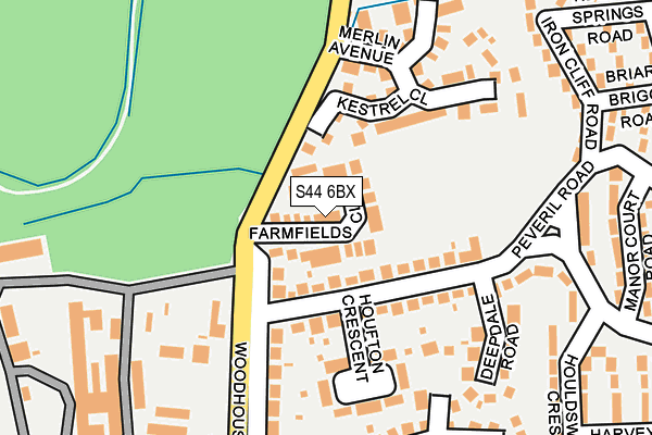 S44 6BX map - OS OpenMap – Local (Ordnance Survey)