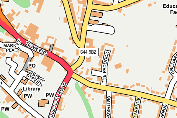 S44 6BZ map - OS OpenMap – Local (Ordnance Survey)
