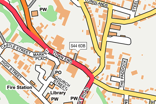 S44 6DB map - OS OpenMap – Local (Ordnance Survey)