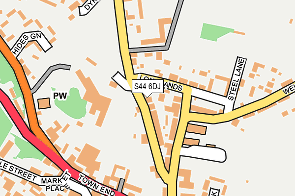 S44 6DJ map - OS OpenMap – Local (Ordnance Survey)