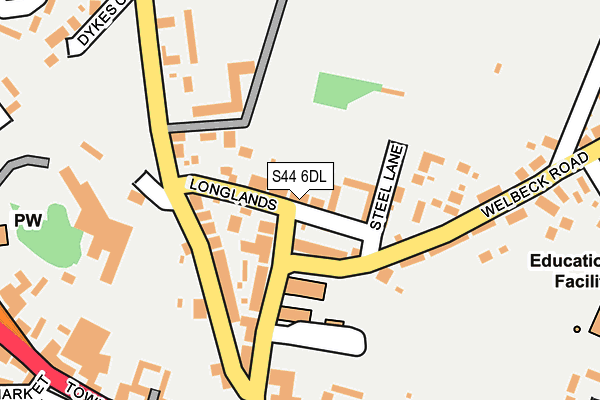 S44 6DL map - OS OpenMap – Local (Ordnance Survey)