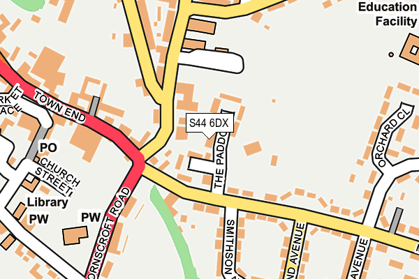 S44 6DX map - OS OpenMap – Local (Ordnance Survey)