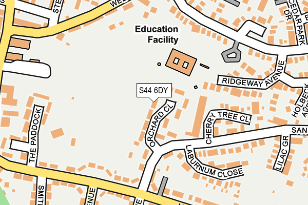 S44 6DY map - OS OpenMap – Local (Ordnance Survey)