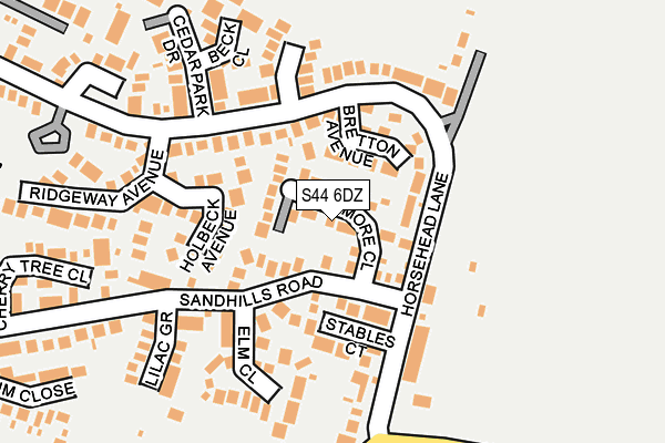 S44 6DZ map - OS OpenMap – Local (Ordnance Survey)