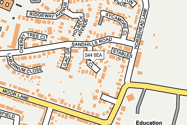 S44 6EA map - OS OpenMap – Local (Ordnance Survey)