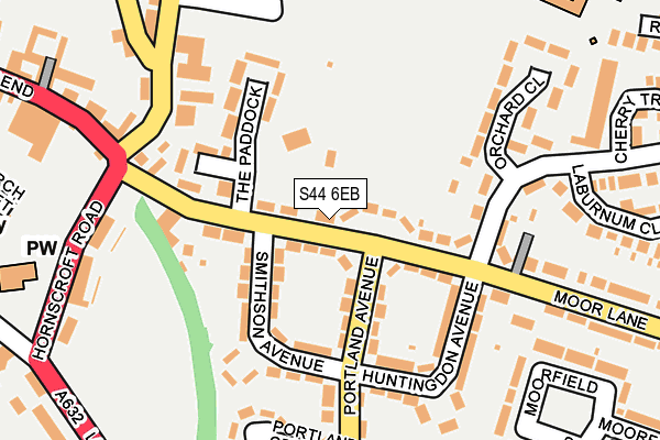 S44 6EB map - OS OpenMap – Local (Ordnance Survey)
