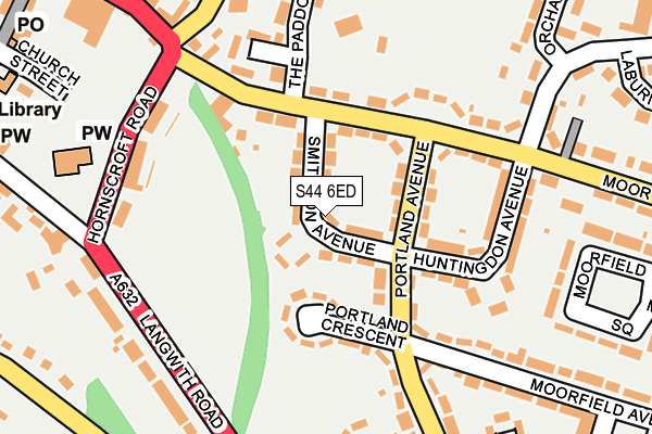 S44 6ED map - OS OpenMap – Local (Ordnance Survey)