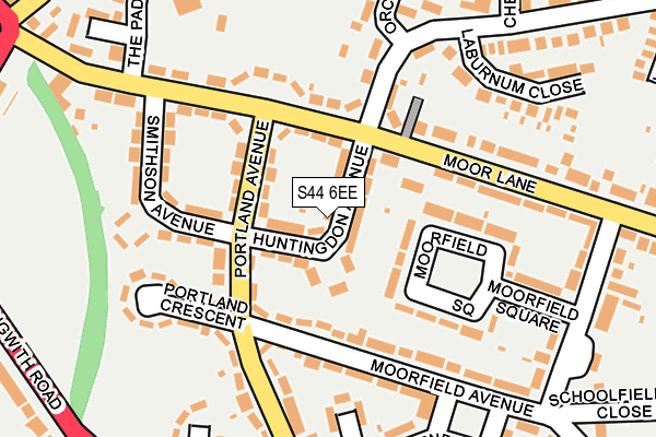 S44 6EE map - OS OpenMap – Local (Ordnance Survey)