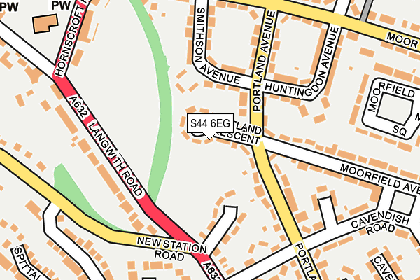 S44 6EG map - OS OpenMap – Local (Ordnance Survey)