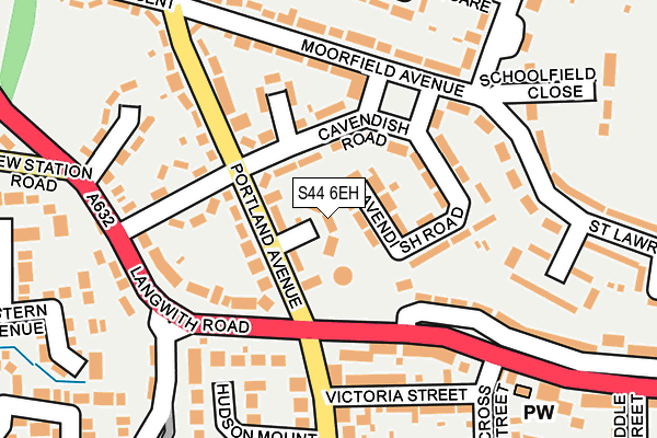 S44 6EH map - OS OpenMap – Local (Ordnance Survey)