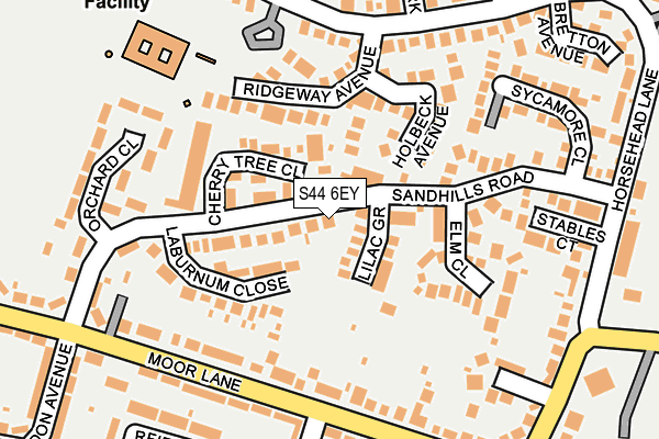 S44 6EY map - OS OpenMap – Local (Ordnance Survey)