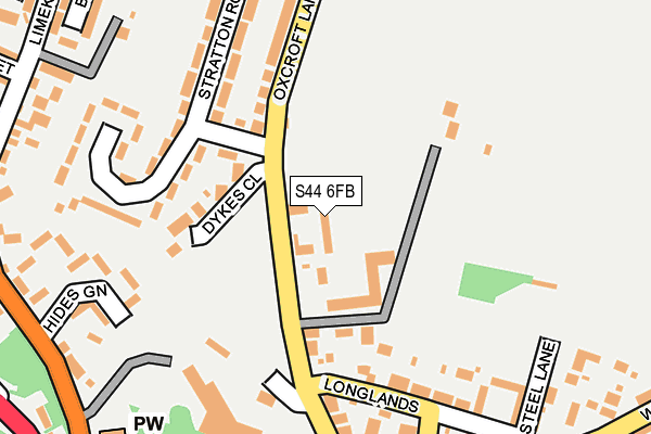 S44 6FB map - OS OpenMap – Local (Ordnance Survey)