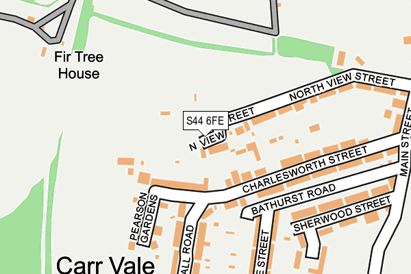 S44 6FE map - OS OpenMap – Local (Ordnance Survey)