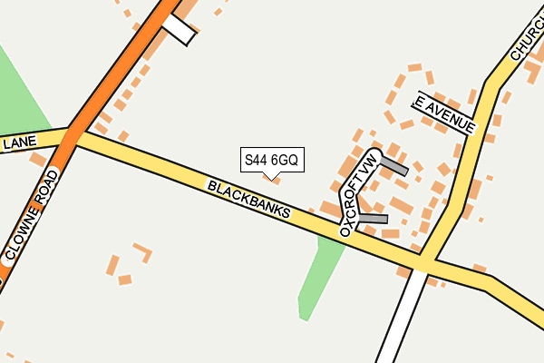 S44 6GQ map - OS OpenMap – Local (Ordnance Survey)