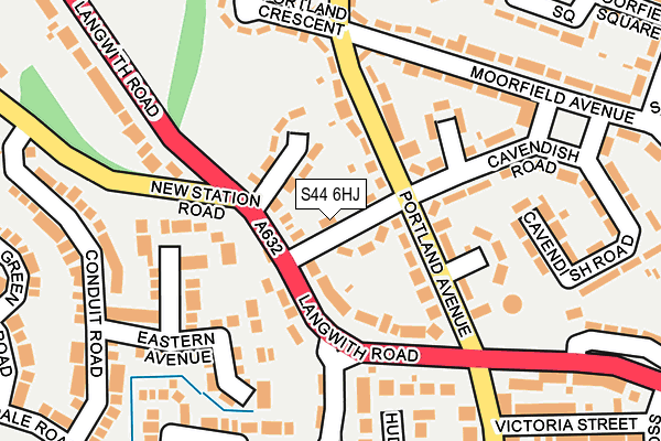 S44 6HJ map - OS OpenMap – Local (Ordnance Survey)