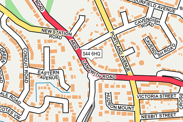 S44 6HQ map - OS OpenMap – Local (Ordnance Survey)