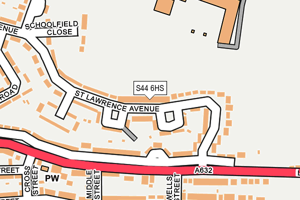 S44 6HS map - OS OpenMap – Local (Ordnance Survey)