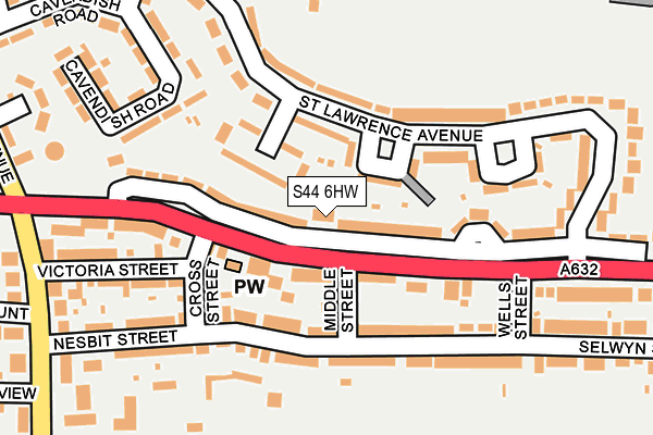 S44 6HW map - OS OpenMap – Local (Ordnance Survey)