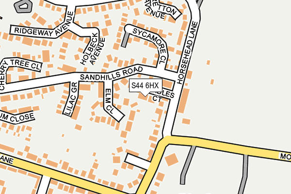 S44 6HX map - OS OpenMap – Local (Ordnance Survey)