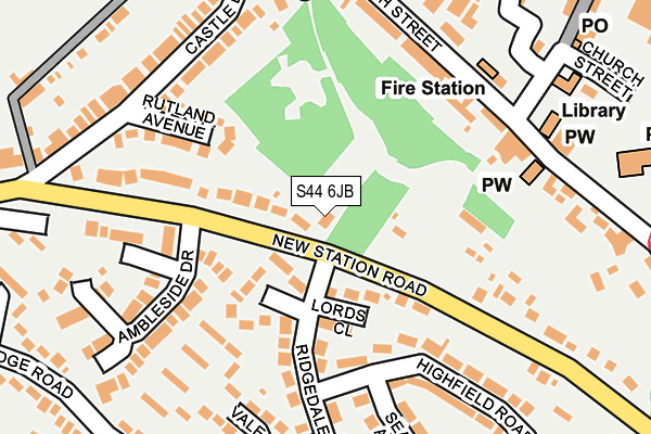 S44 6JB map - OS OpenMap – Local (Ordnance Survey)
