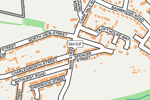 S44 6JF map - OS OpenMap – Local (Ordnance Survey)