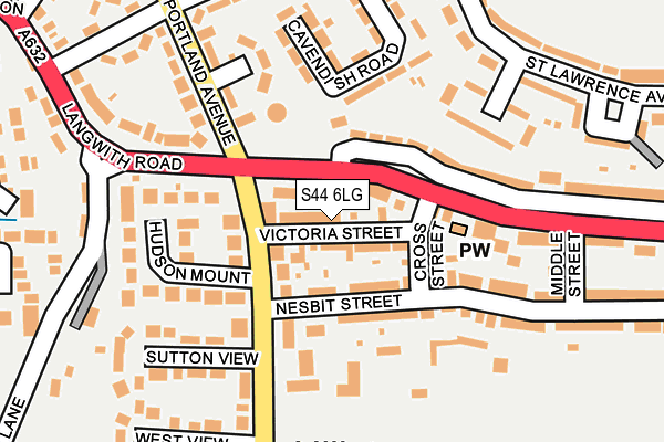 S44 6LG map - OS OpenMap – Local (Ordnance Survey)