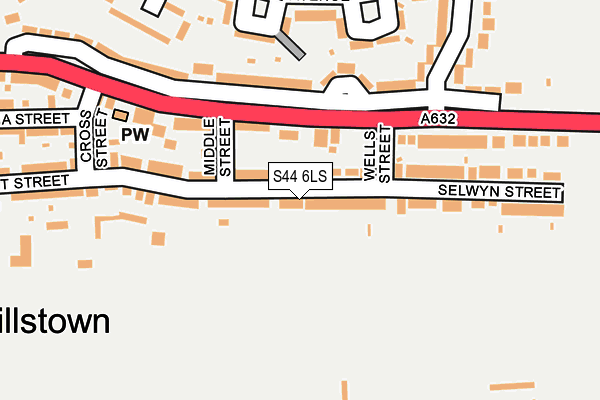 S44 6LS map - OS OpenMap – Local (Ordnance Survey)