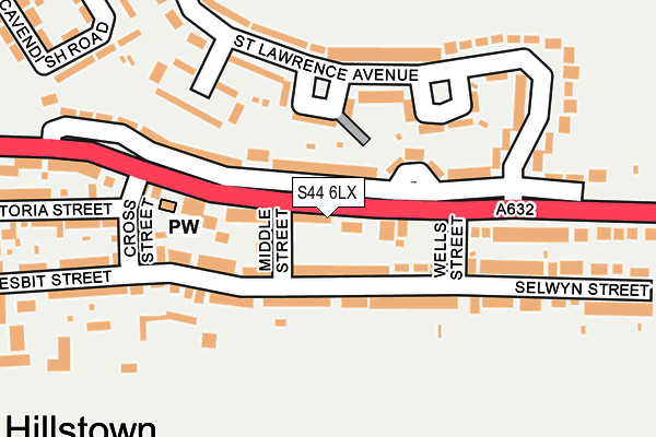 S44 6LX map - OS OpenMap – Local (Ordnance Survey)