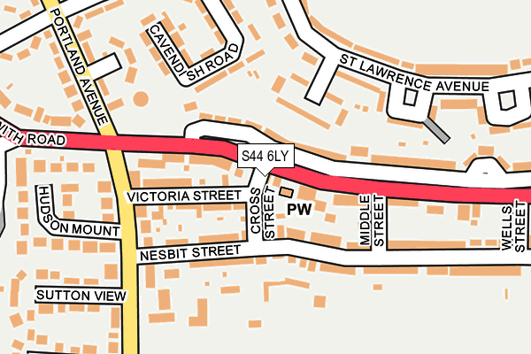 S44 6LY map - OS OpenMap – Local (Ordnance Survey)