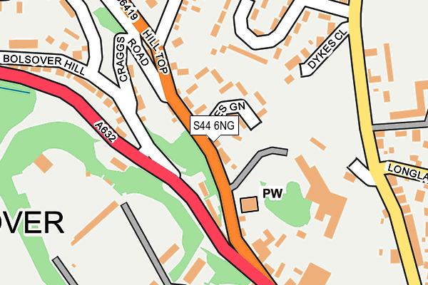 S44 6NG map - OS OpenMap – Local (Ordnance Survey)