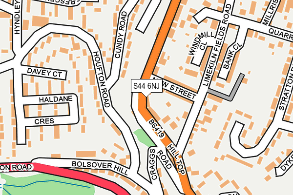 S44 6NJ map - OS OpenMap – Local (Ordnance Survey)