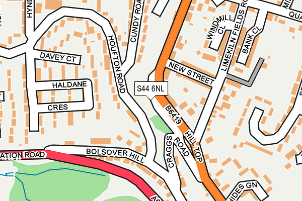 S44 6NL map - OS OpenMap – Local (Ordnance Survey)