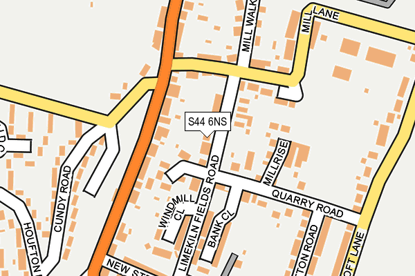 S44 6NS map - OS OpenMap – Local (Ordnance Survey)