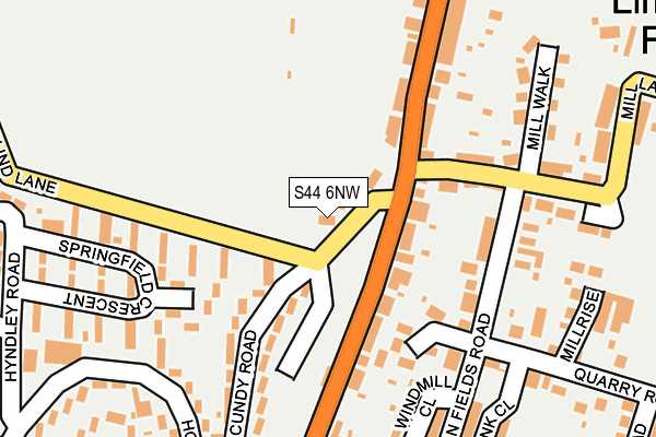 S44 6NW map - OS OpenMap – Local (Ordnance Survey)