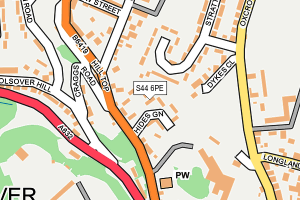 S44 6PE map - OS OpenMap – Local (Ordnance Survey)