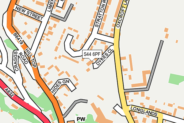 S44 6PF map - OS OpenMap – Local (Ordnance Survey)