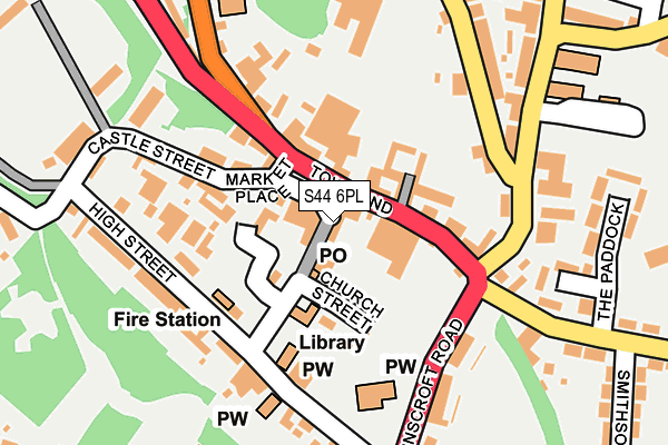 S44 6PL map - OS OpenMap – Local (Ordnance Survey)