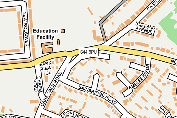 S44 6PU map - OS OpenMap – Local (Ordnance Survey)